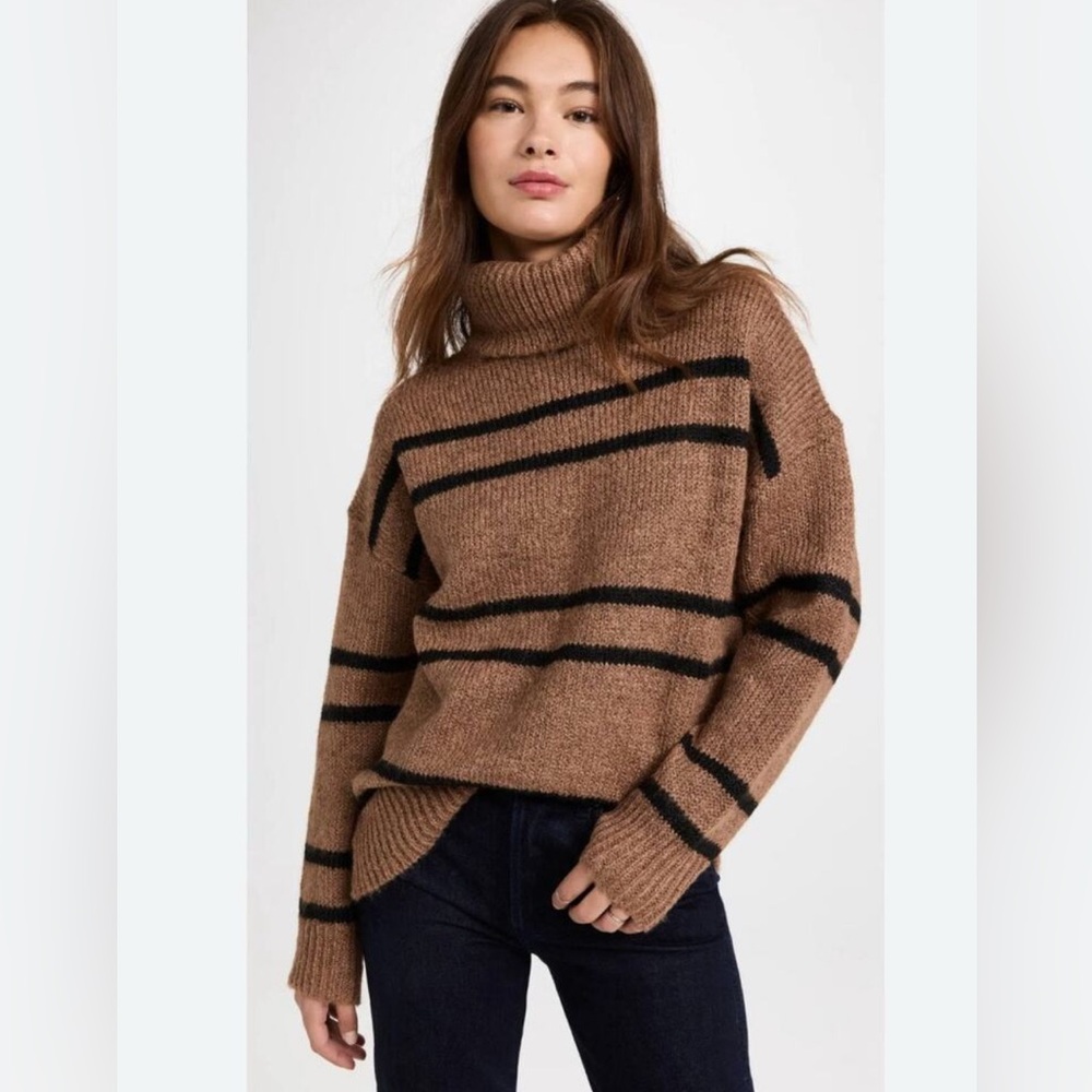Line & Dot Veronica‎ Sweater Women’s Size XS Brown Black Turtleneck Wool Blend